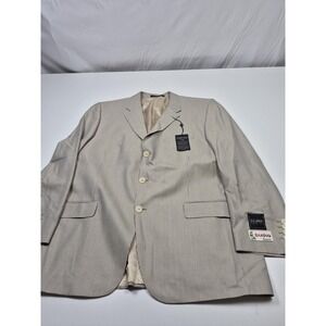 S Cohen Suit Jacket Mens 48R Beige Bamboo Wool Stripe 3 Button Canada NWT